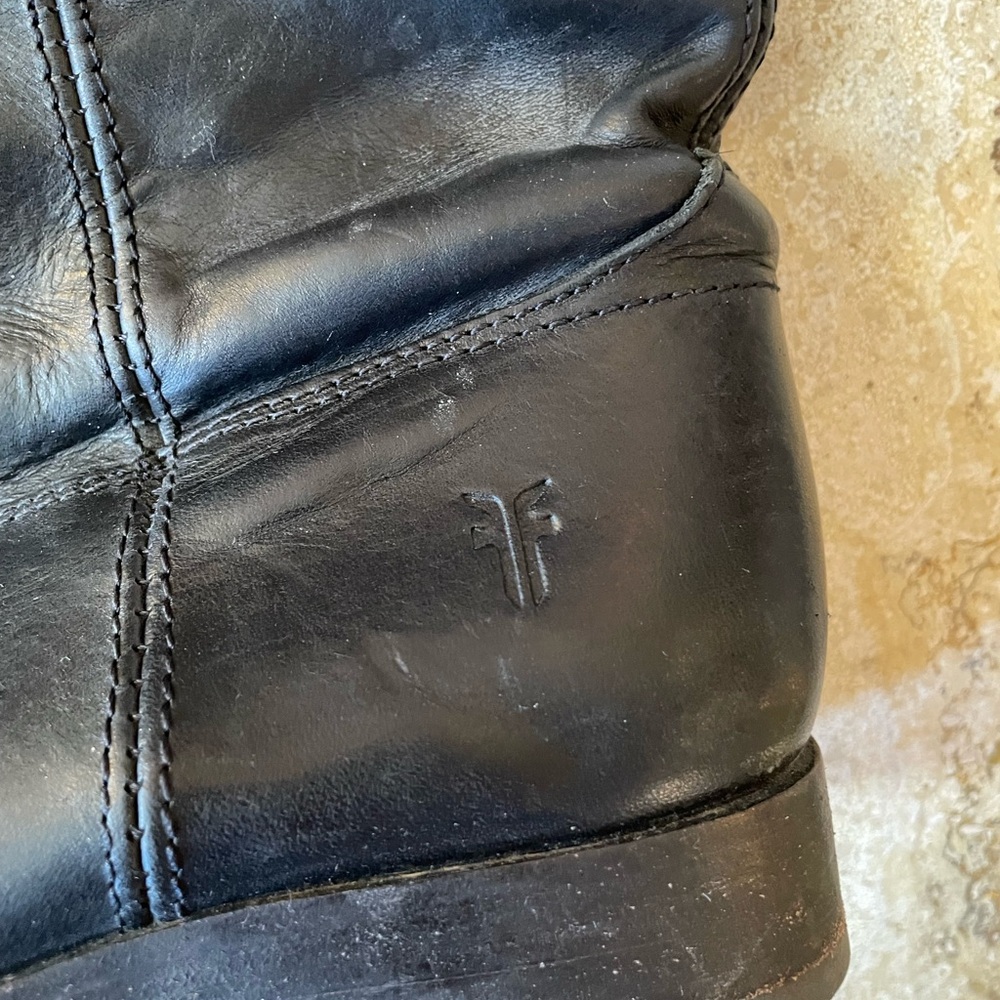 Frye #77167 Melissa Button Black Leather Women's High Riding Biker Boots - Picture 2 of 11